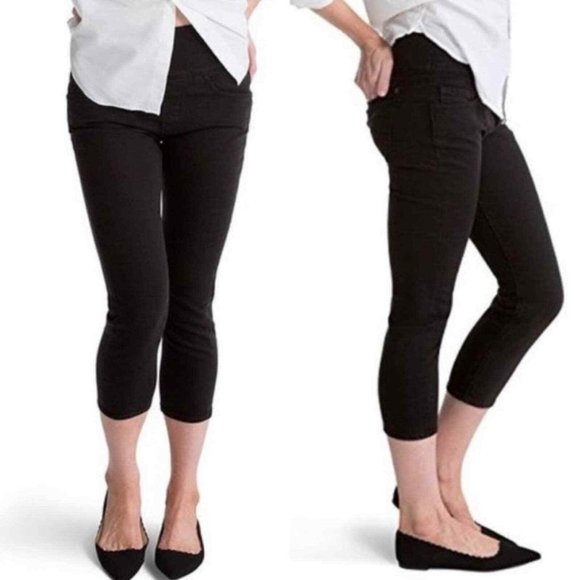 NWT Spanx The Signature Capri Jeans Black Cropped Side Zip Size 24 - Picture 1 of 8